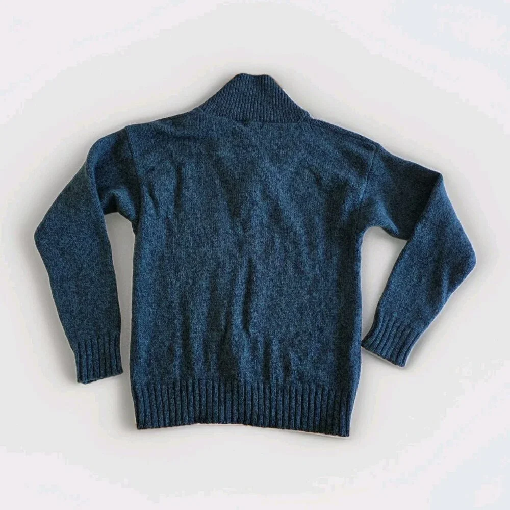 Cricketeer Vtg Sweater Mens L Blue Green Wool Blend Shawl Collar Grandpa Cottage